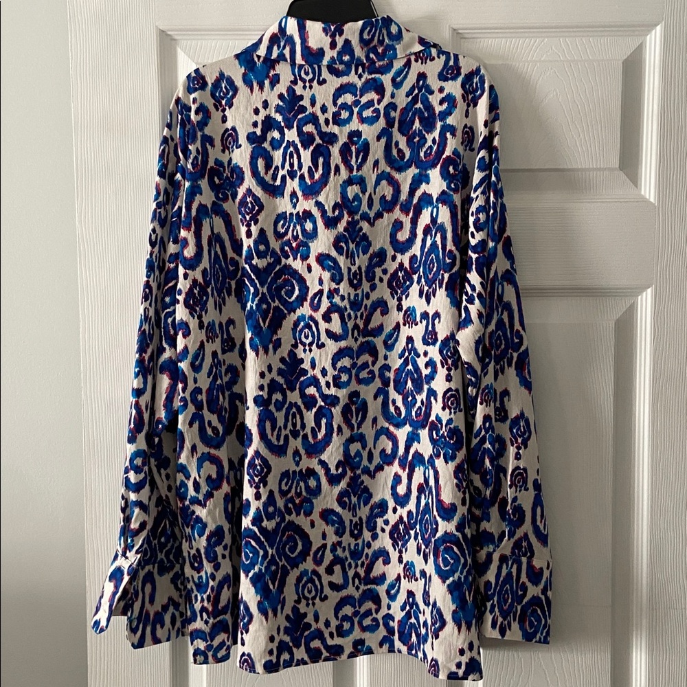 Zara Vibrant Blue and White Blouse size XL brand new length 30” bust 44” - Picture 5 of 12